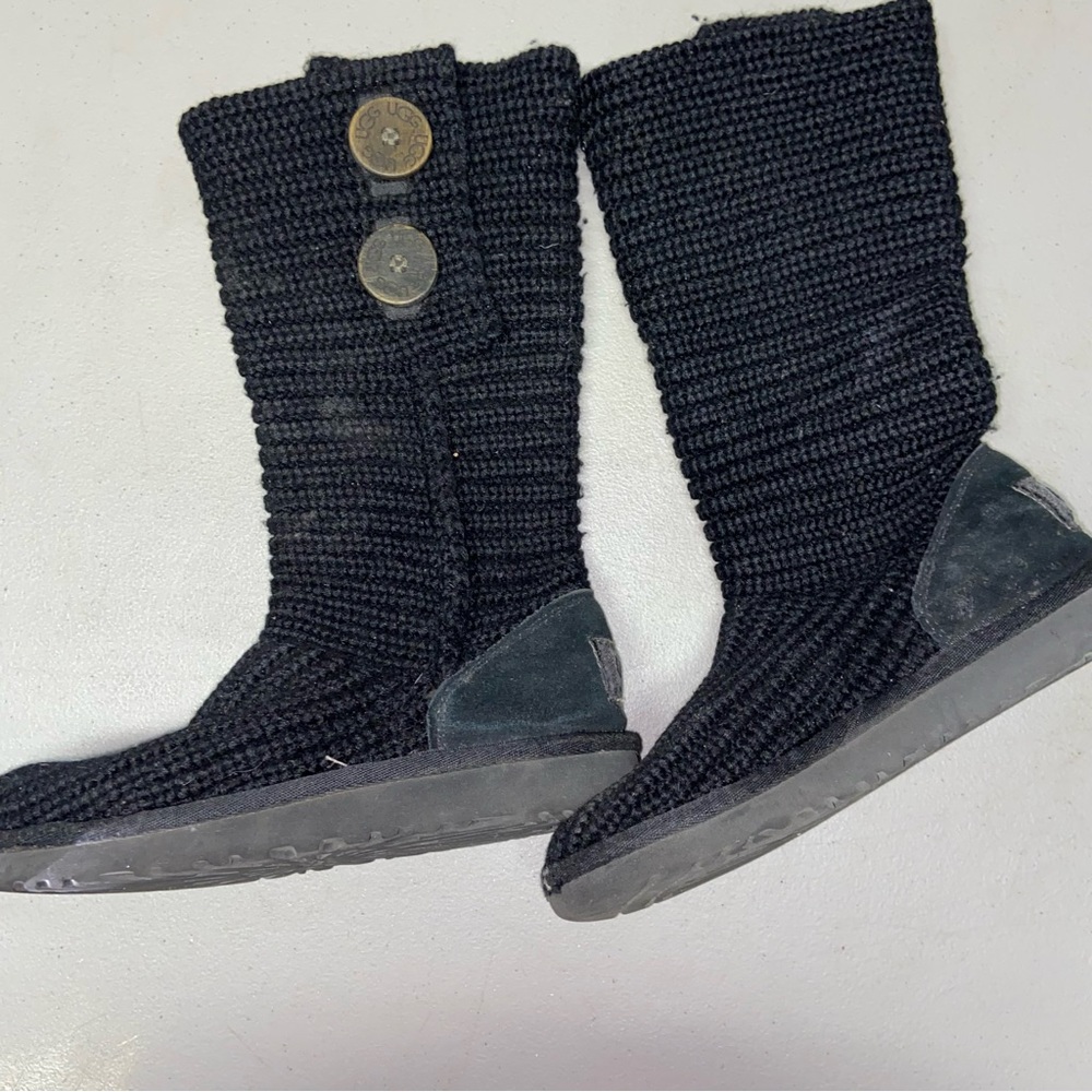 Ugg Black Girl Size 1 Sweater Knit Boots